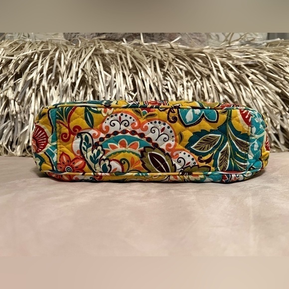 VERA BRADLEY Provincial Cassidy Shoulder Bag 1 Strap Zip Top Yellow East West - Picture 7 of 11